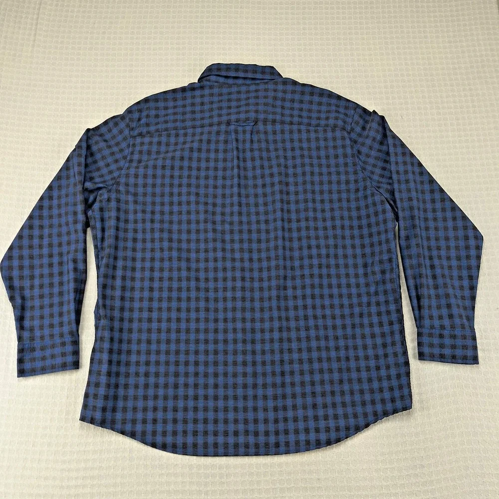 Orvis Mens XL Classic Fit Gingham Button Down Shirt Blue Black Long Sleeve Check - Picture 7 of 8